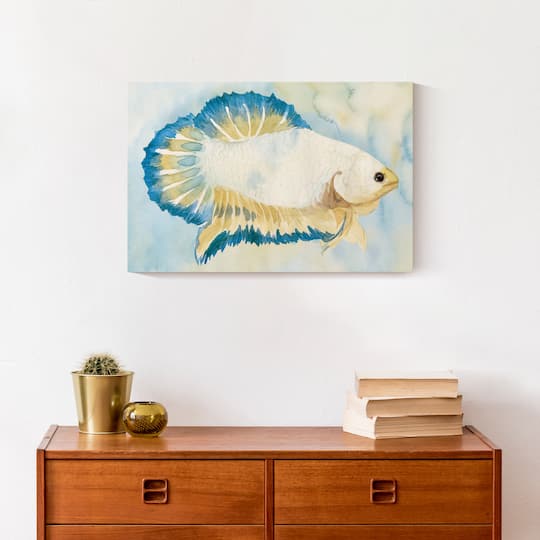 White And Blue Fish 18" x 12' Canvas Wall Art